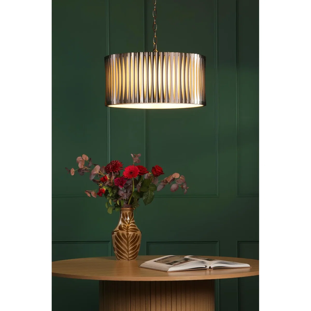 Netra 3 Light Satin Bronze & Ivory Pendant – image 8