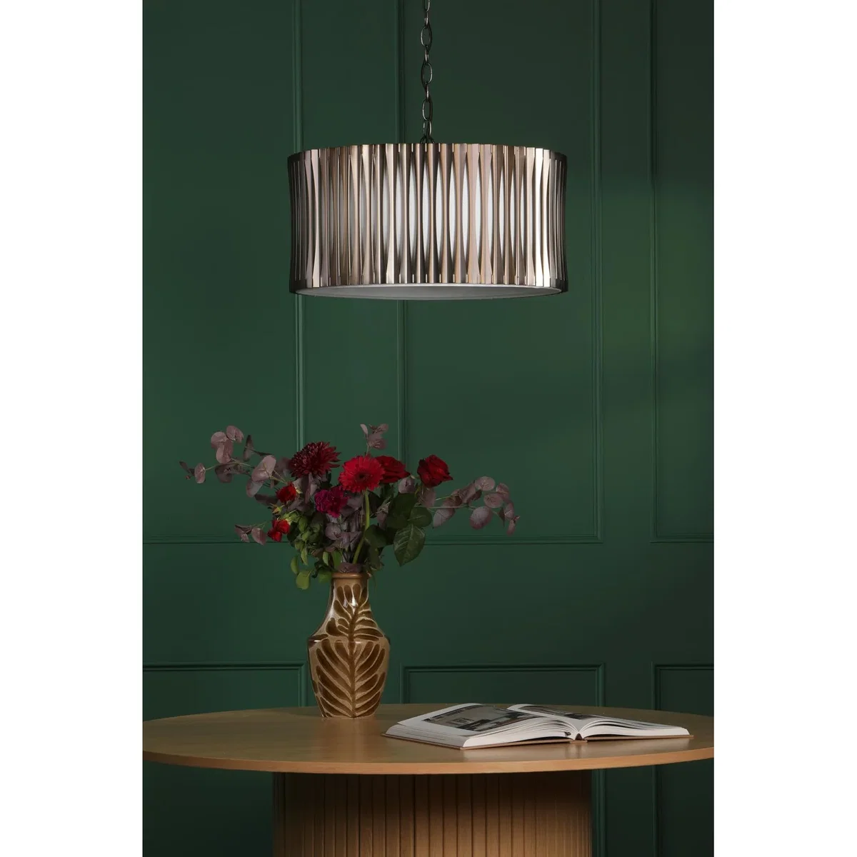 Netra 3 Light Satin Bronze & Ivory Pendant – image 9