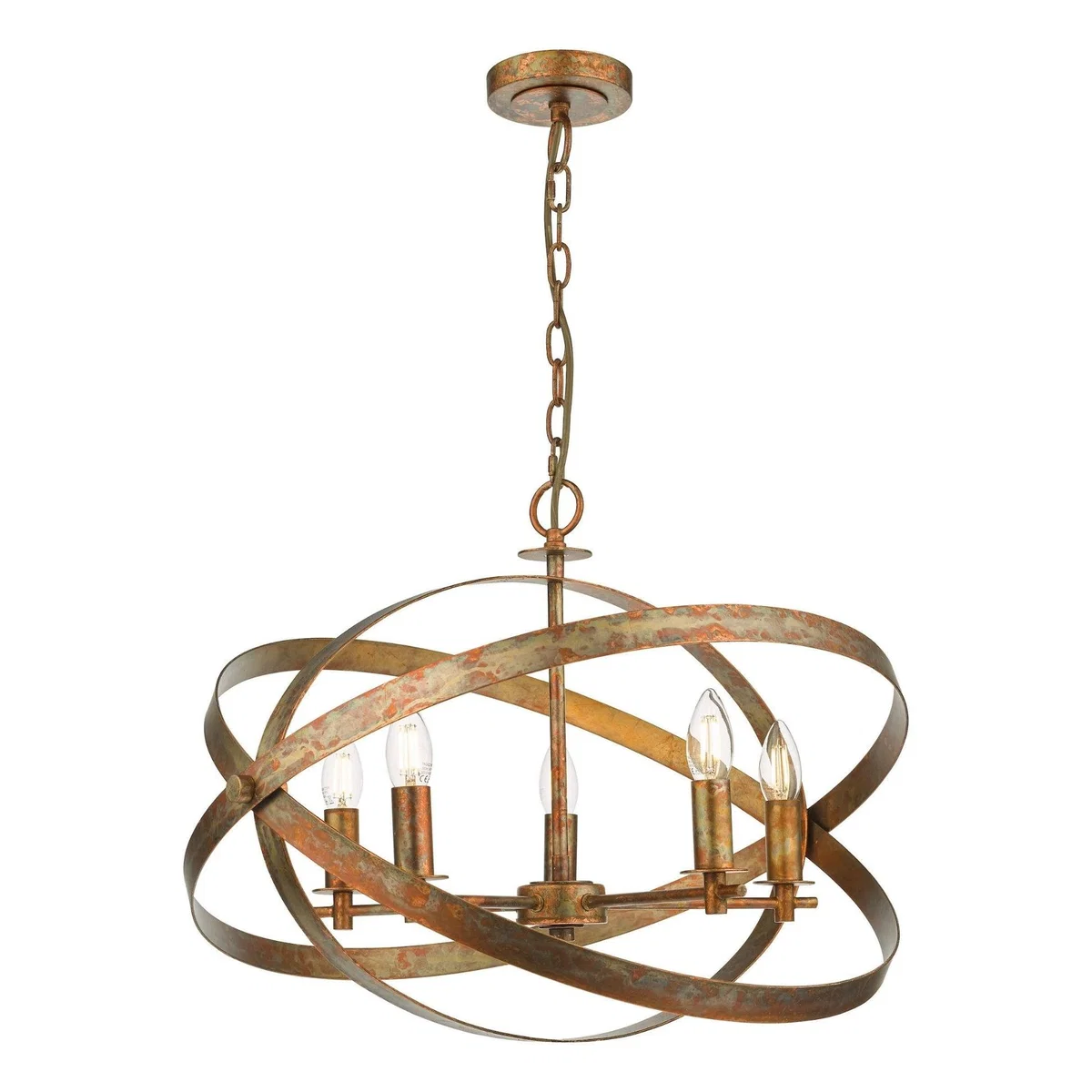 Nitya 5 Light Mottled Copper Pendant Ceiling Light – image 2