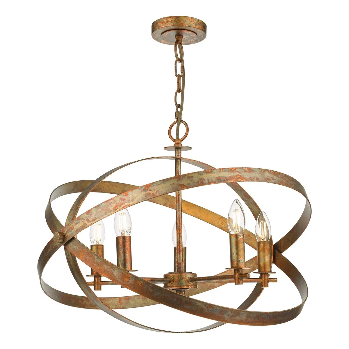 Nitya 5 Light Mottled Copper Pendant Ceiling Light – image 3