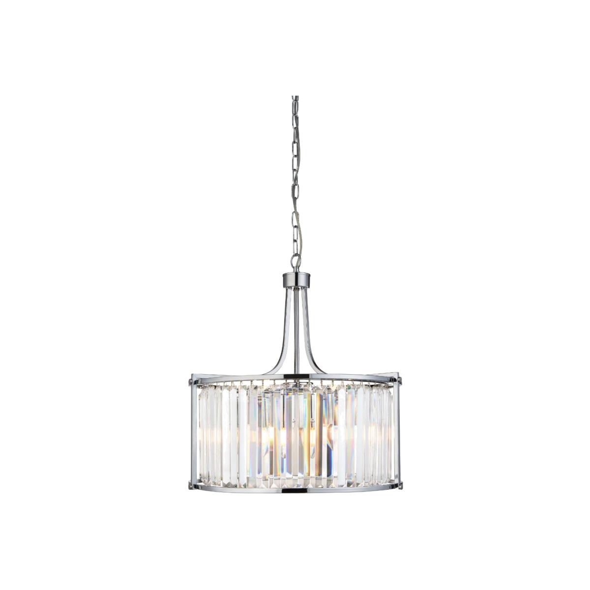 Victoria 5 Light Polished Chrome and Crystal Drum Ceiling Light Pendant
