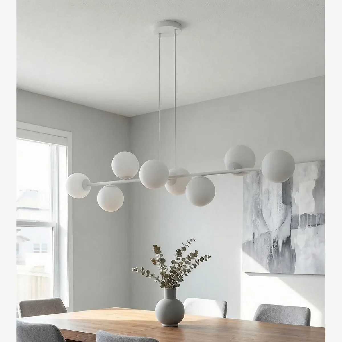 Magnus 8 Light Pendant Grey & Opal – image 1