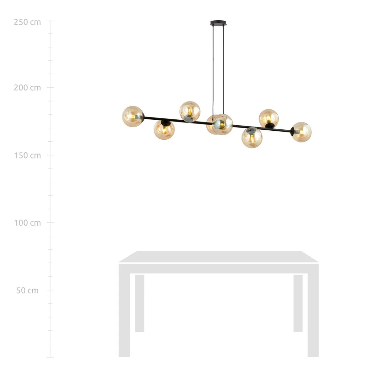 Rossi 8 Light Pendant Black & Amber – image 6