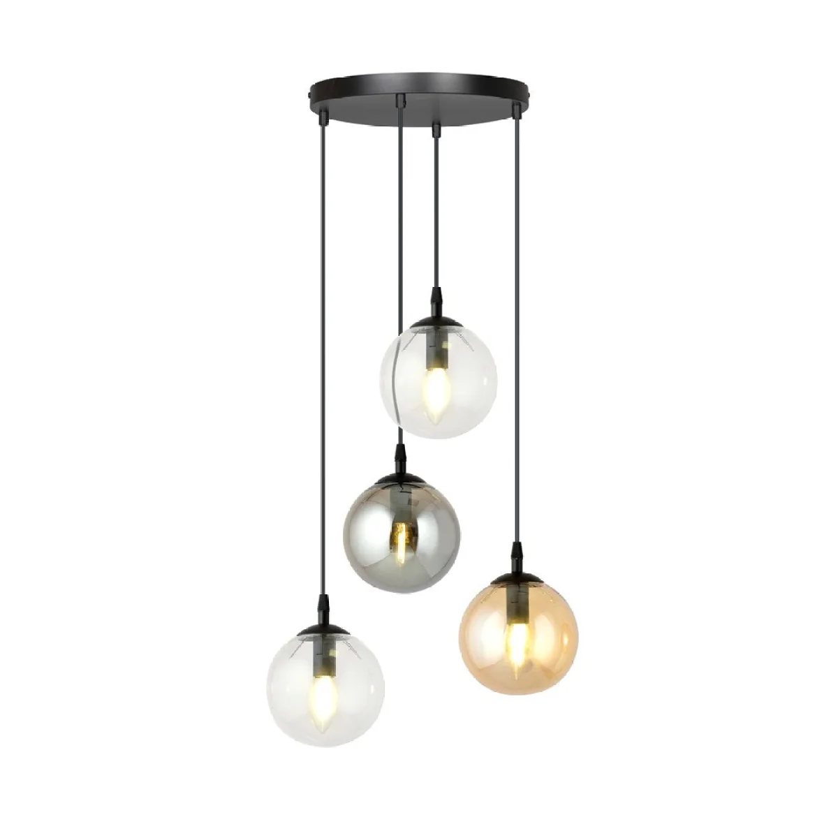 Cosmo 4 Light Pendant Black, Graphite & Amber – image 2