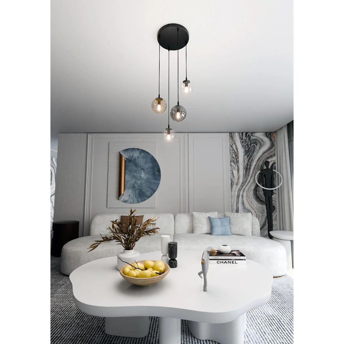 Cosmo 4 Light Pendant Black, Graphite & Amber – image 4