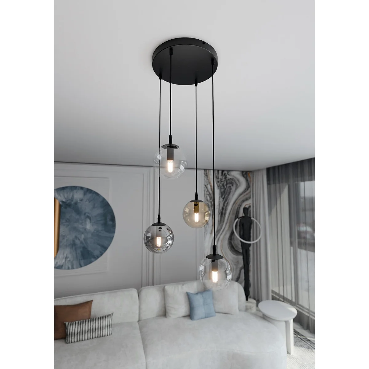 Cosmo 4 Light Pendant Black, Graphite & Amber – image 5