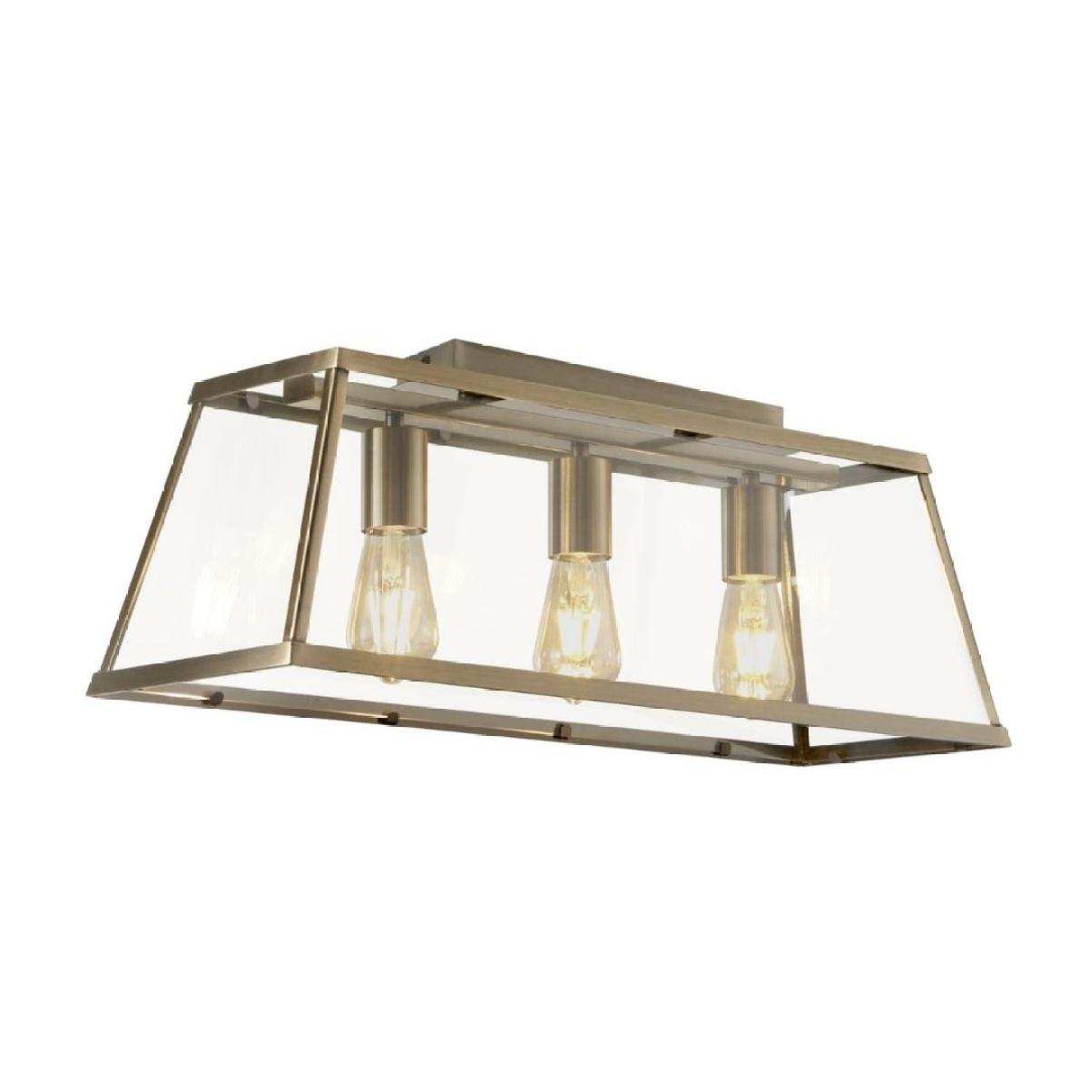 Voyager 3 Light Antique Brass Flush or Pendant Ceiling Light – image 4