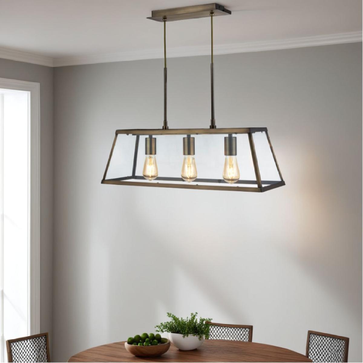 Voyager 3 Light Antique Brass Flush or Pendant Ceiling Light – image 1