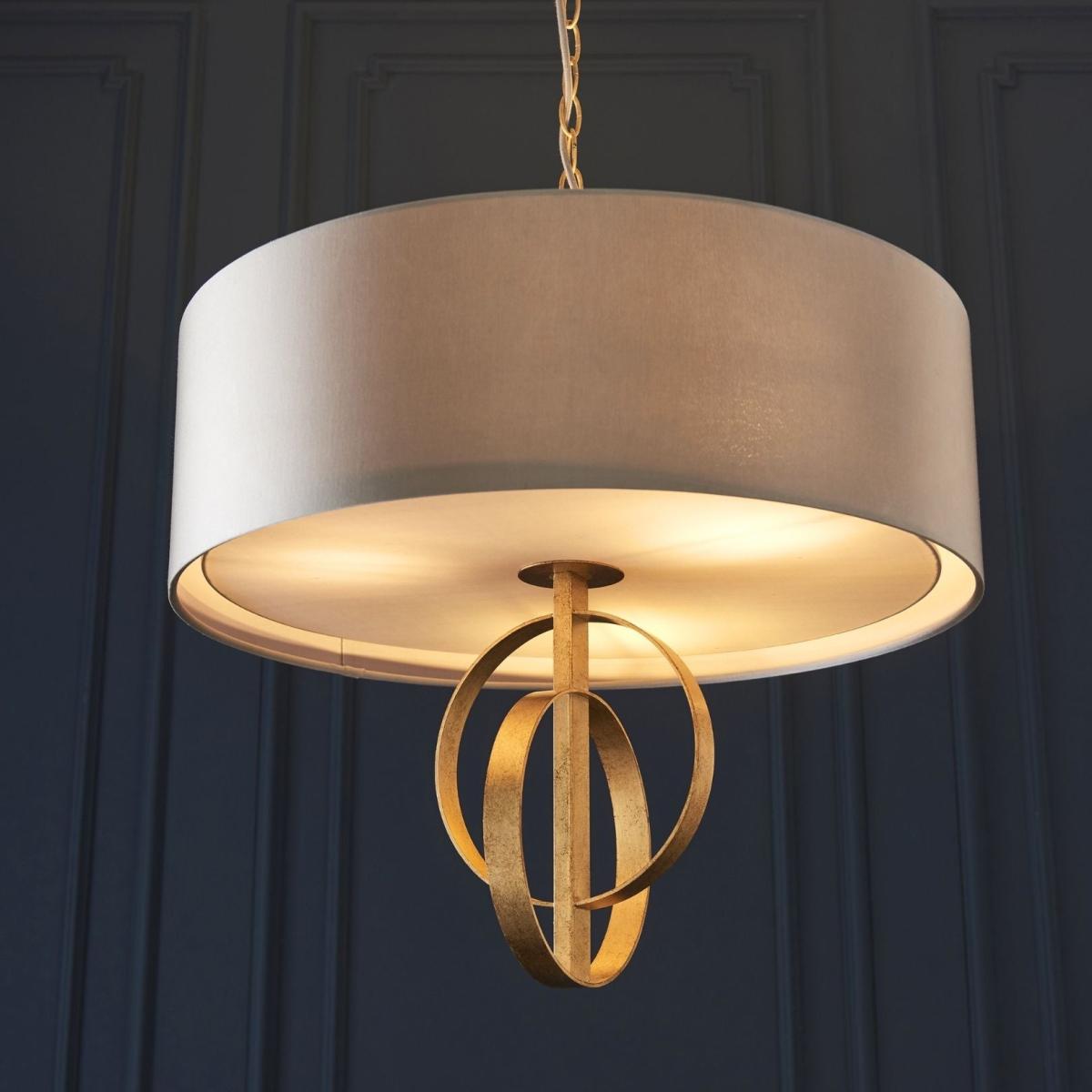 Serenity 3 Light Antique Gold & Mink Pendant Ceiling Light – image 4