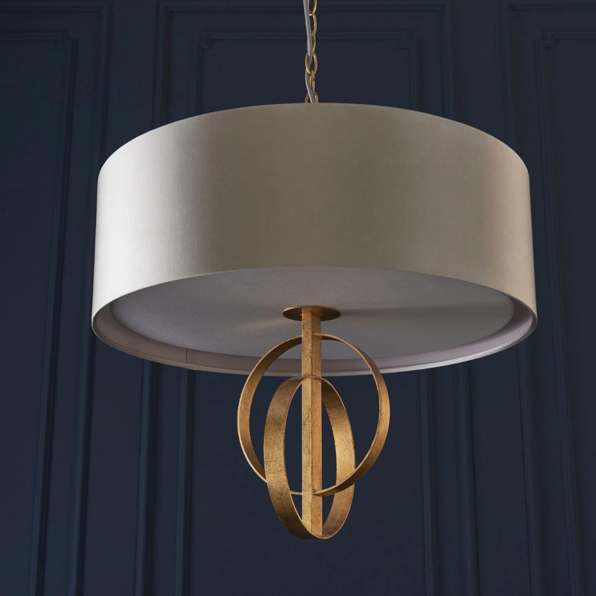 Serenity 3 Light Antique Gold & Mink Pendant Ceiling Light – image 5