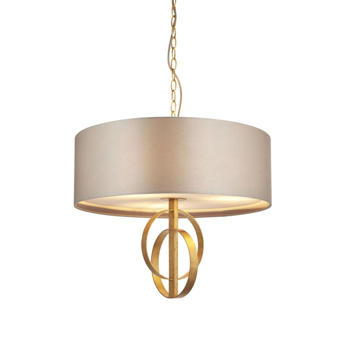 Serenity 3 Light Antique Gold & Mink Pendant Ceiling Light – image 7