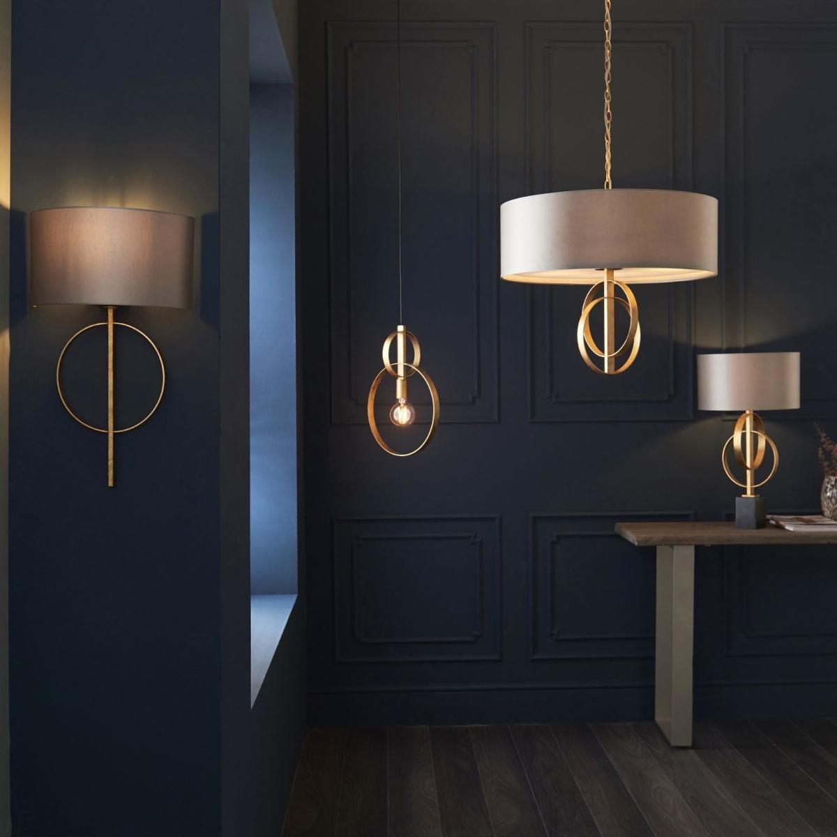 Serenity 3 Light Antique Gold & Mink Pendant Ceiling Light – image 8