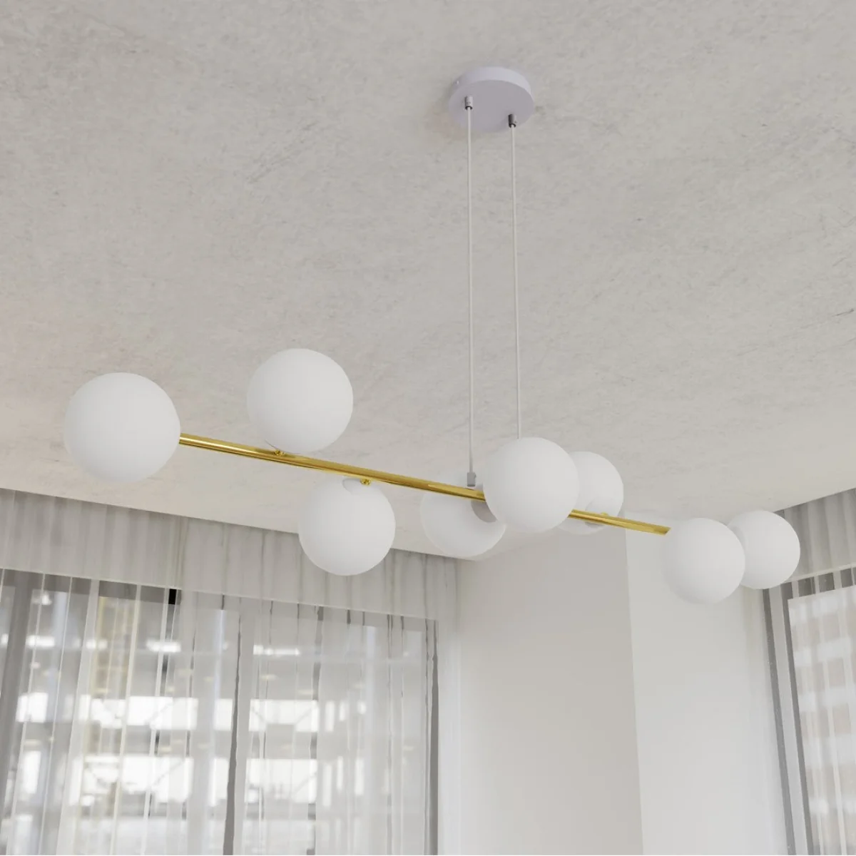 Gravity 8 Light Linear Pendant White & Gold – image 6