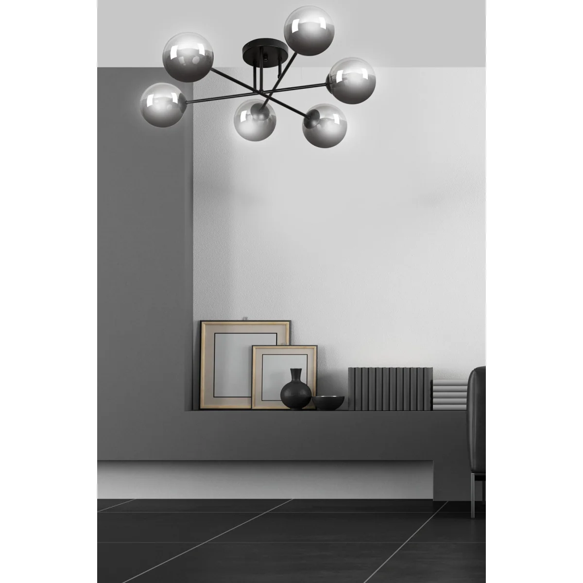 Brendi 6 Light Semi Flush Black & Graphite – image 6