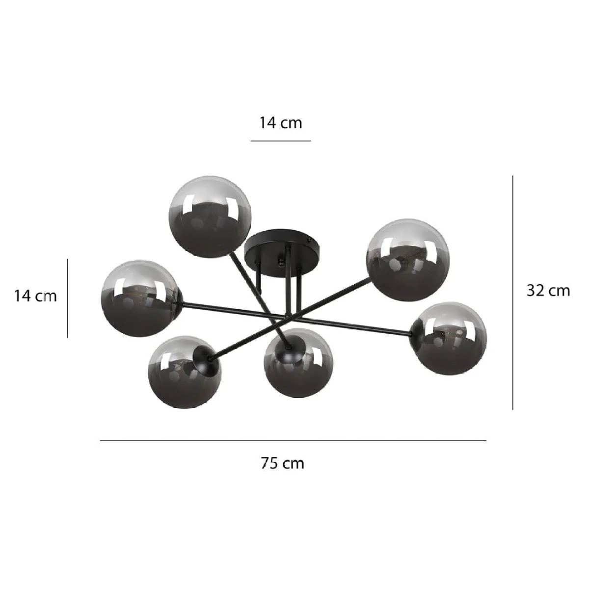 Brendi 6 Light Semi Flush Black & Graphite – image 8