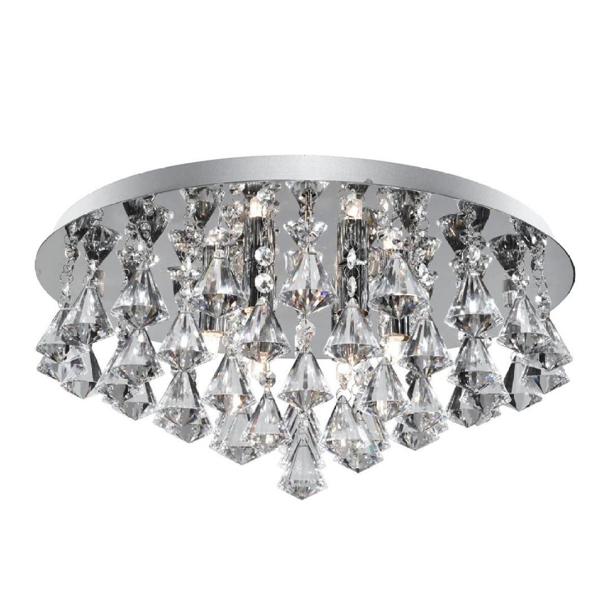 Hanna 6 Light Chrome & Crystal Flush Ceiling Light – image 2
