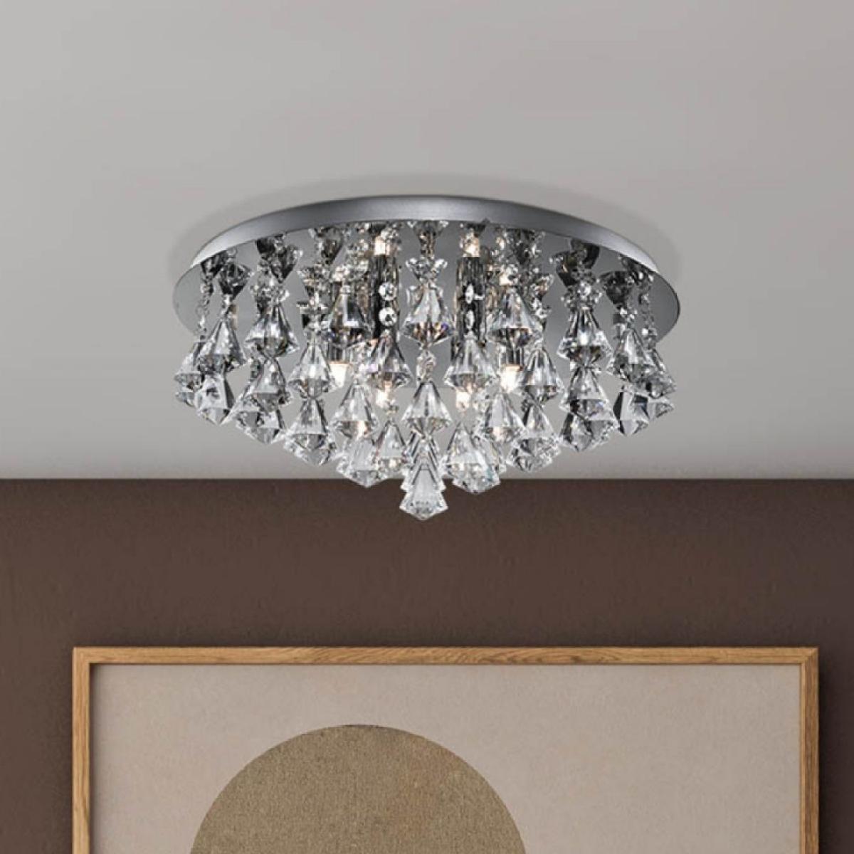 Hanna 6 Light Chrome & Crystal Flush Ceiling Light – image 1