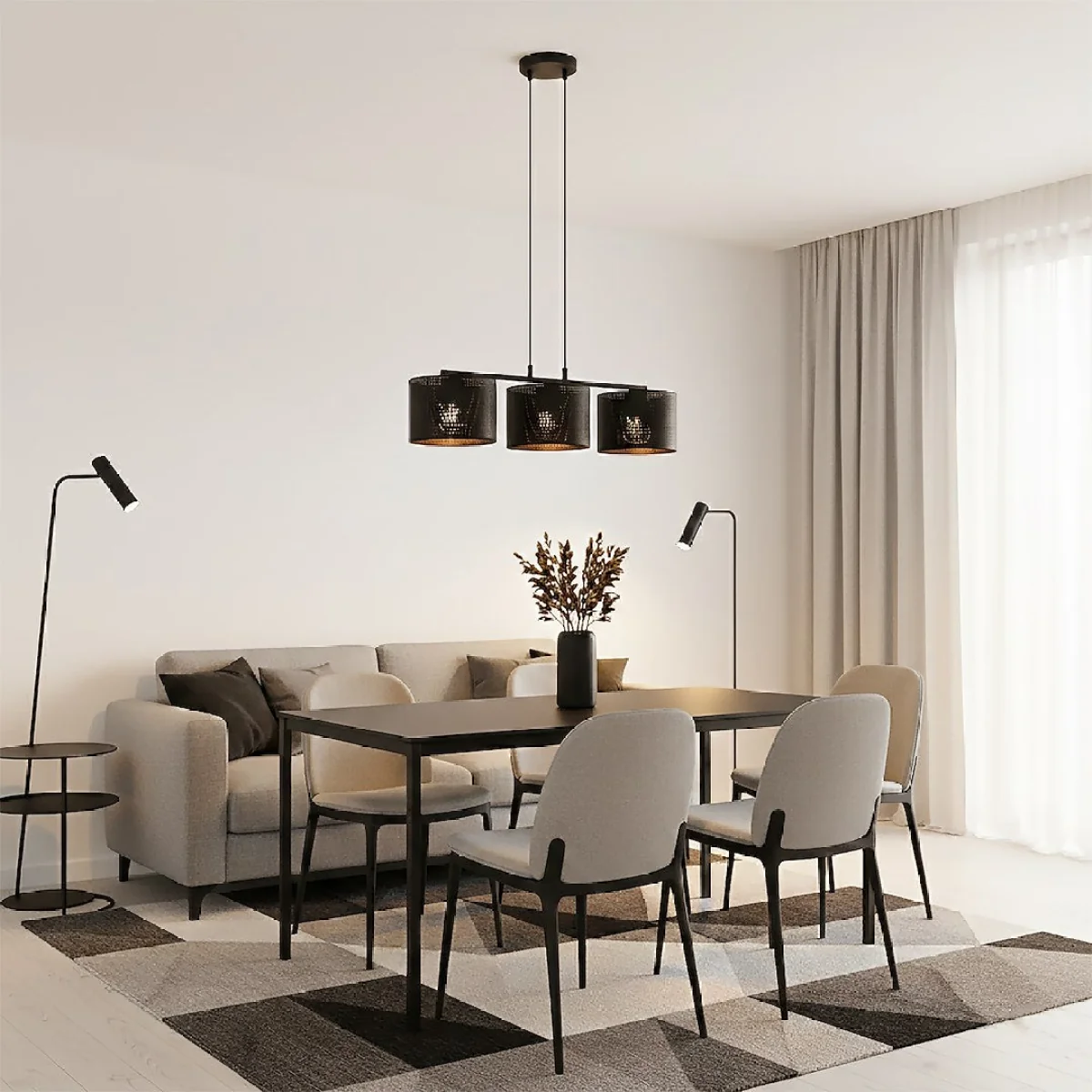 Lux 3 Light Linear Pendant Black – image 2