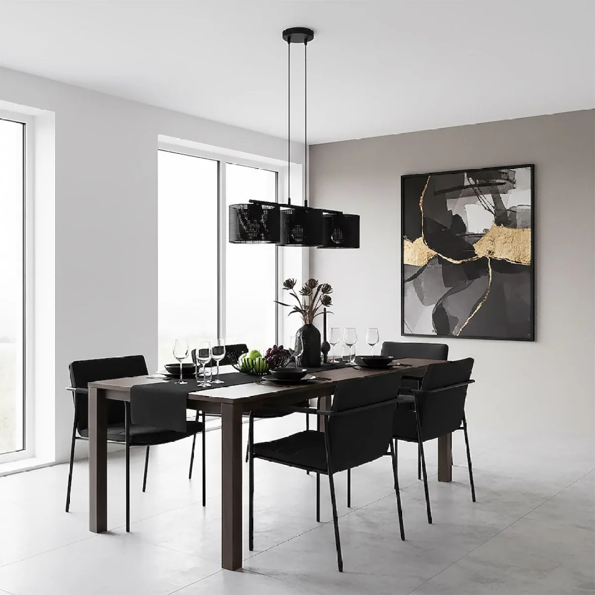 Lux 3 Light Linear Pendant Black – image 3