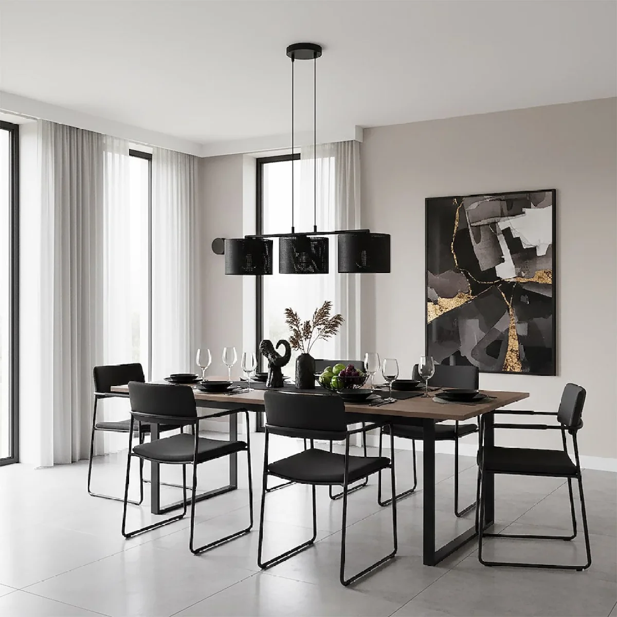 Lux 3 Light Linear Pendant Black – image 4