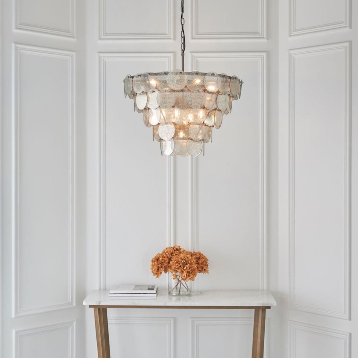 Kimana 9 Light Antique Silver Pendant Ceiling Light – image 2