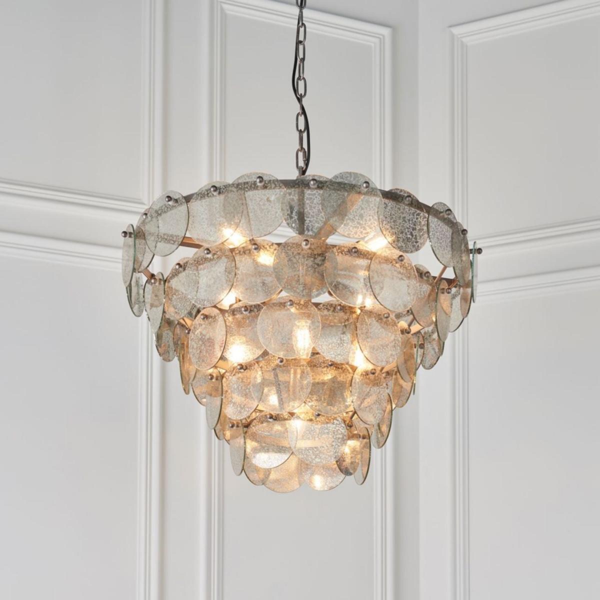 Kimana 9 Light Antique Silver Pendant Ceiling Light – image 3