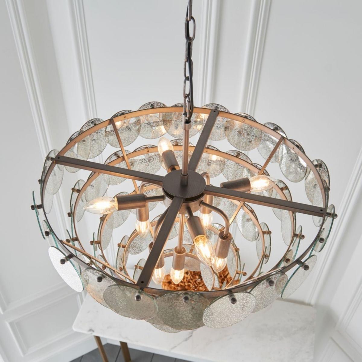 Kimana 9 Light Antique Silver Pendant Ceiling Light – image 4