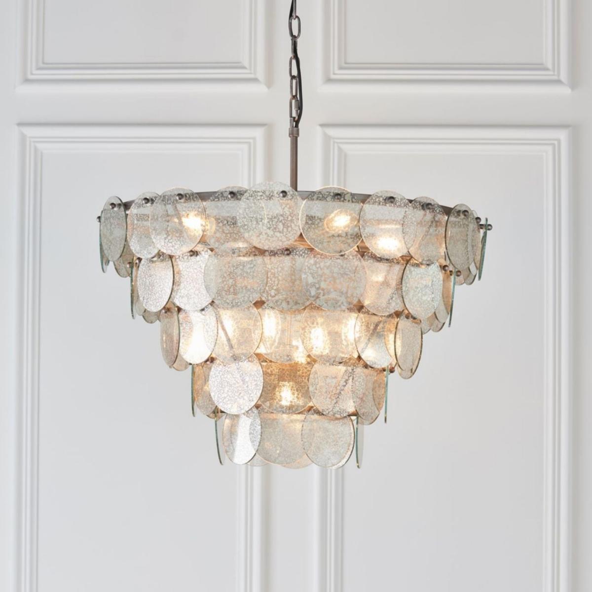 Kimana 9 Light Antique Silver Pendant Ceiling Light – image 1