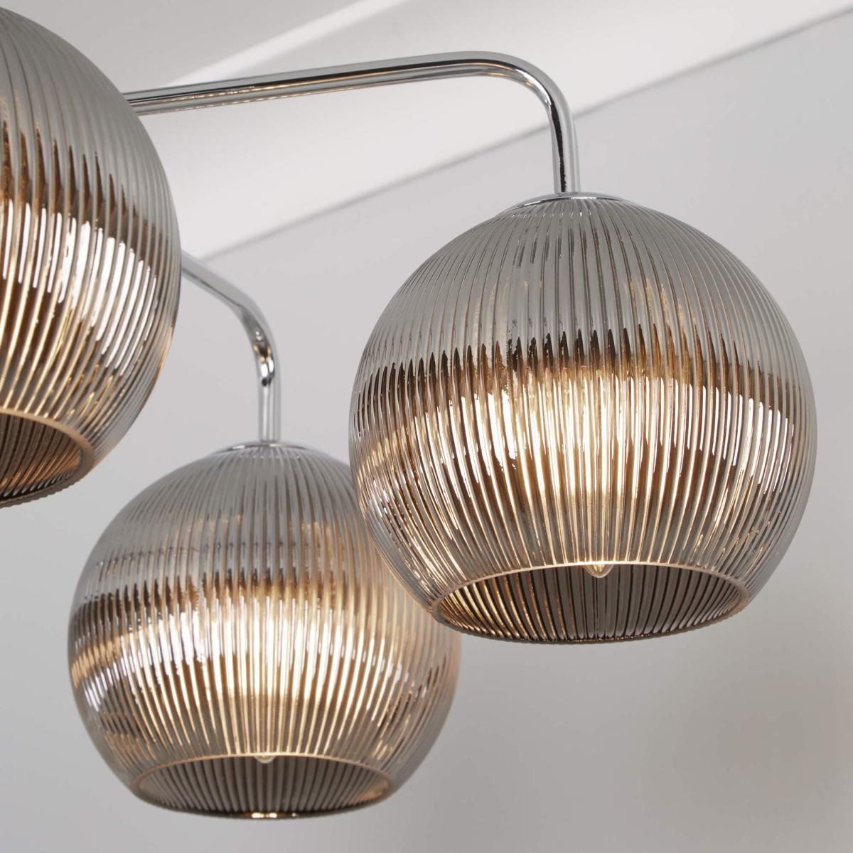 Hamblin 5 Light Chrome and Somked Glass Semi-Flush Ceiling Light – image 3