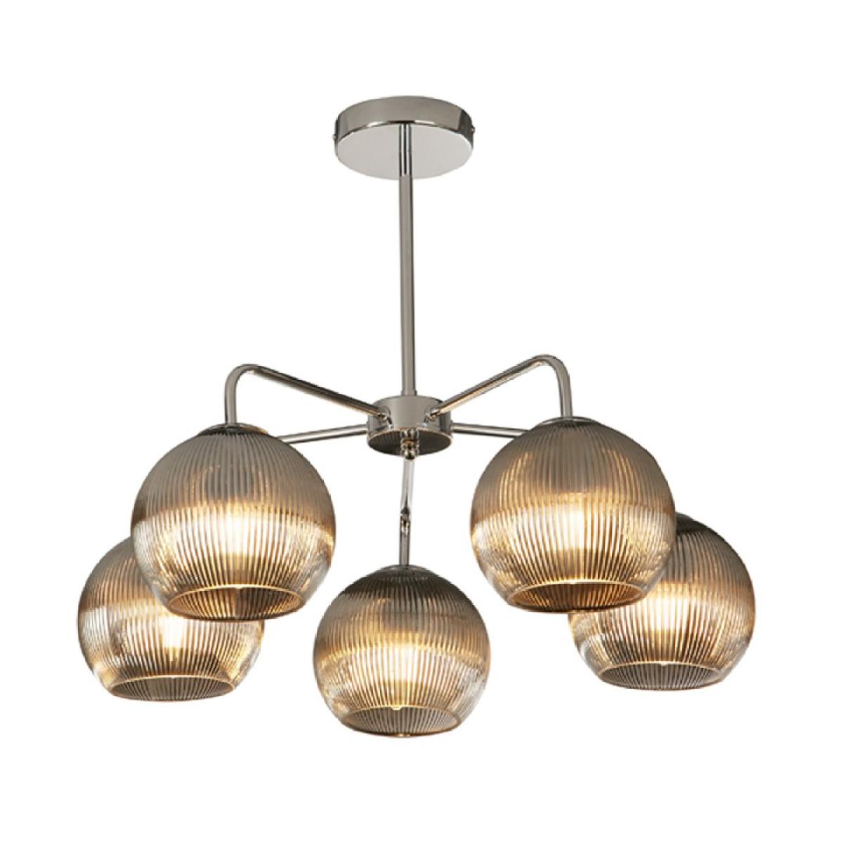 Hamblin 5 Light Chrome and Somked Glass Semi-Flush Ceiling Light – image 5