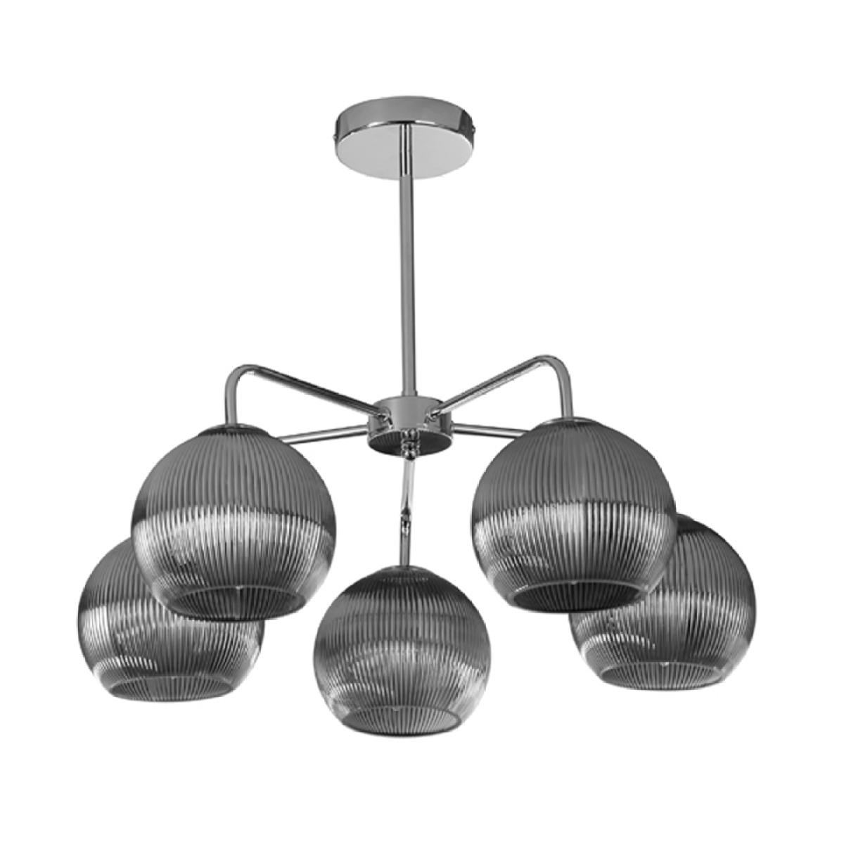 Hamblin 5 Light Chrome and Somked Glass Semi-Flush Ceiling Light – image 6