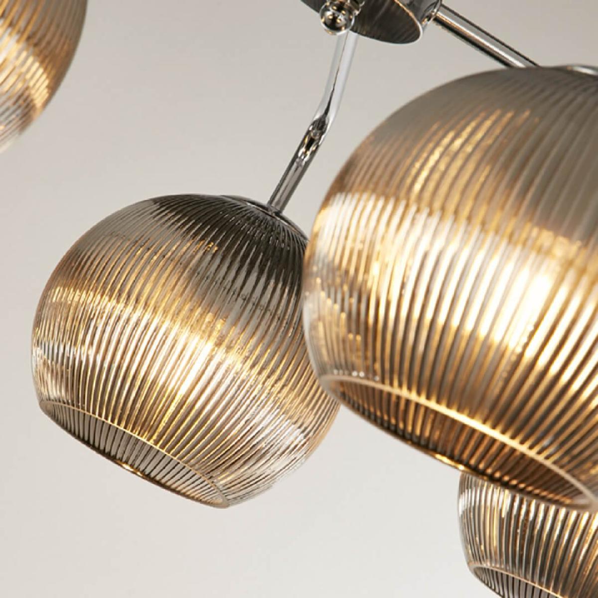 Hamblin 5 Light Chrome and Somked Glass Semi-Flush Ceiling Light – image 7