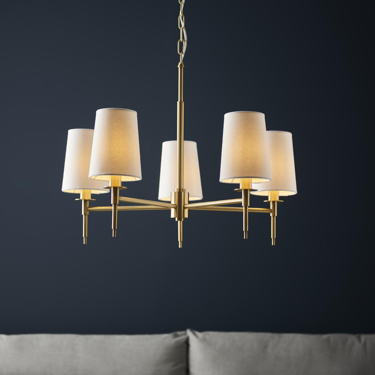 Obasi 5 Light Shaded Satin Brass Ceiling Light – image 2