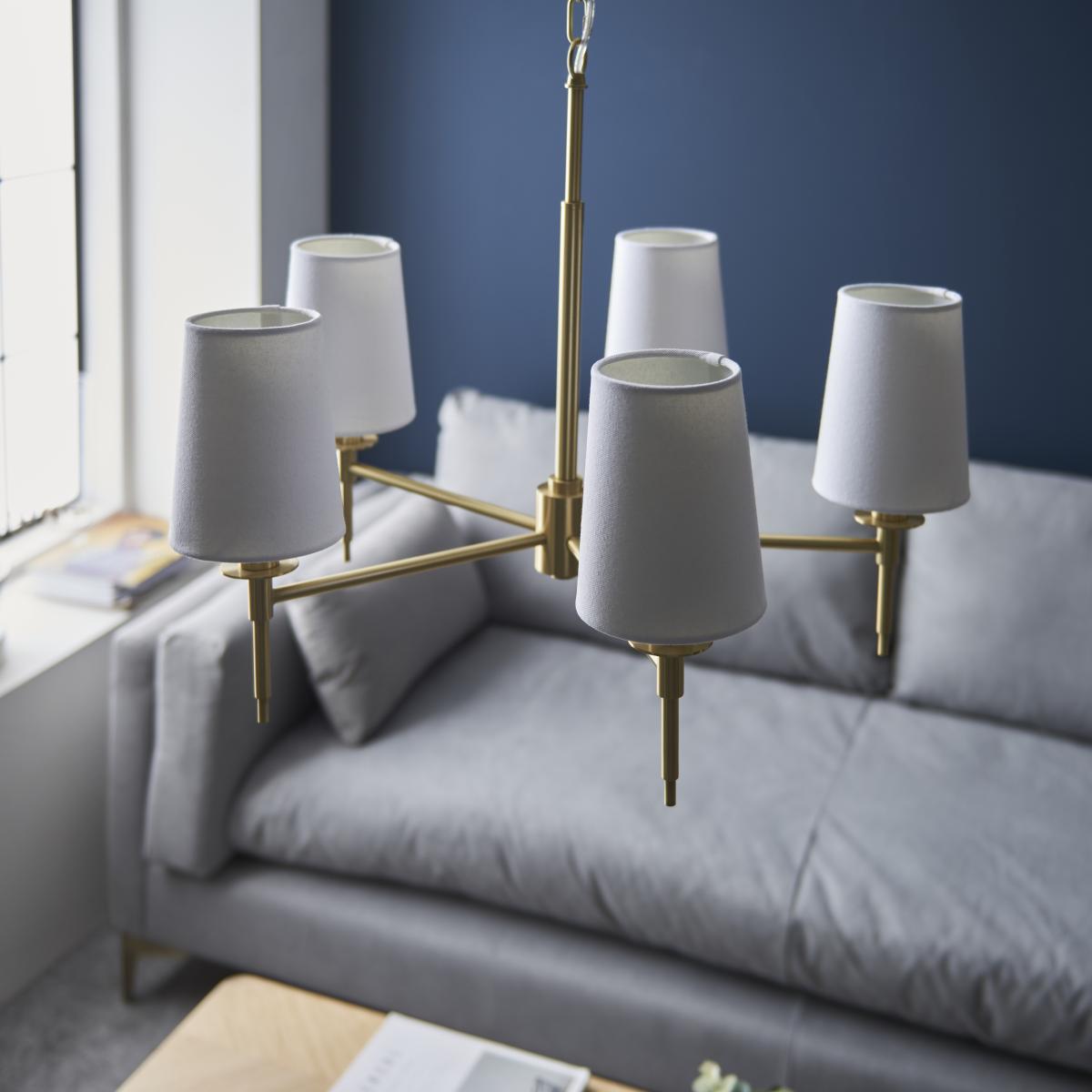 Obasi 5 Light Shaded Satin Brass Ceiling Light – image 11