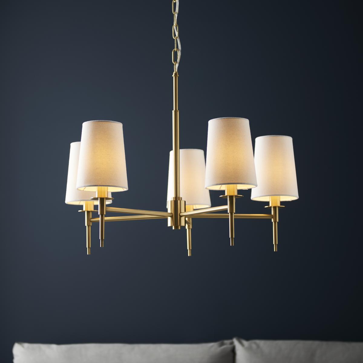 Obasi 5 Light Shaded Satin Brass Ceiling Light – image 3