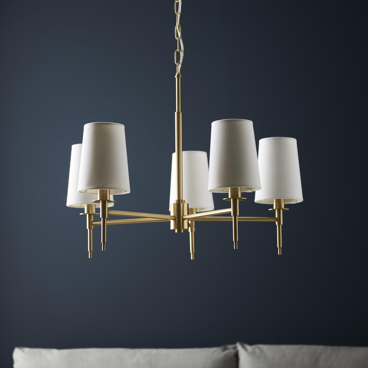 Obasi 5 Light Shaded Satin Brass Ceiling Light – image 9