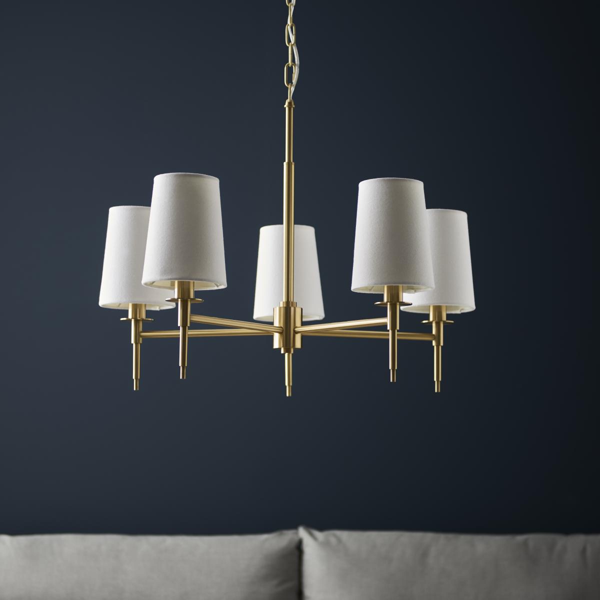 Obasi 5 Light Shaded Satin Brass Ceiling Light – image 10