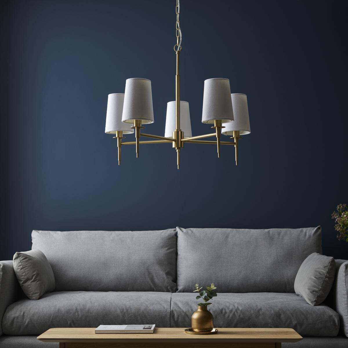 Obasi 5 Light Shaded Satin Brass Ceiling Light – image 1