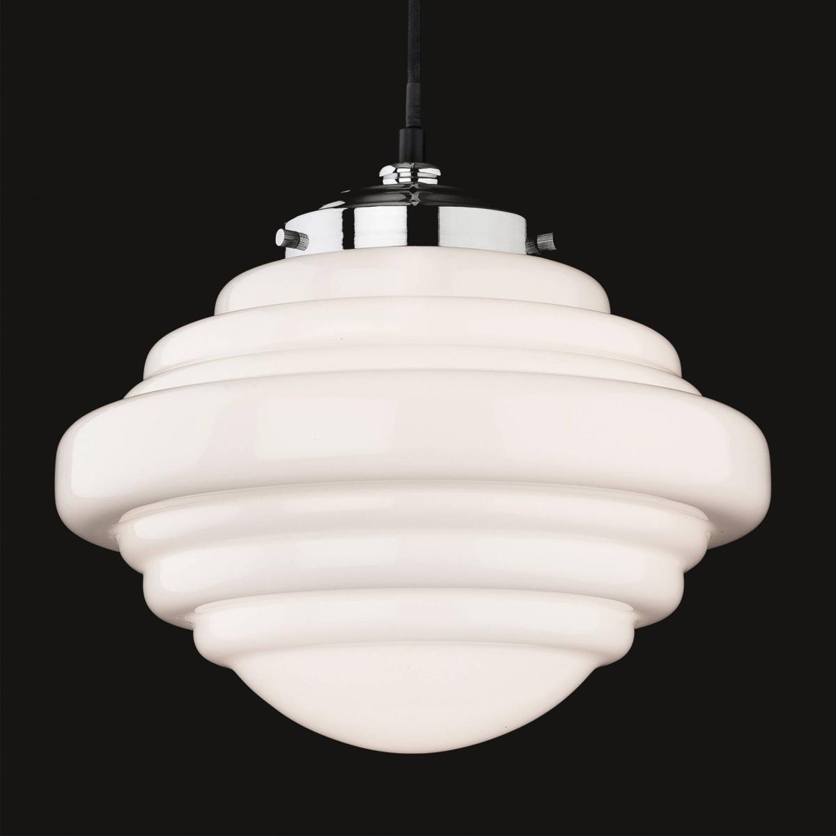 Art Deco 1 Light Polished Chrome and Oval 29cm Pendant Ceiling Light – image 2