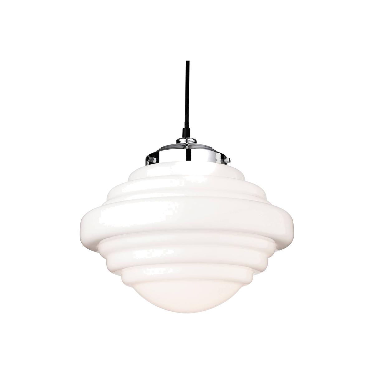 Art Deco 1 Light Polished Chrome and Oval 29cm Pendant Ceiling Light – image 1