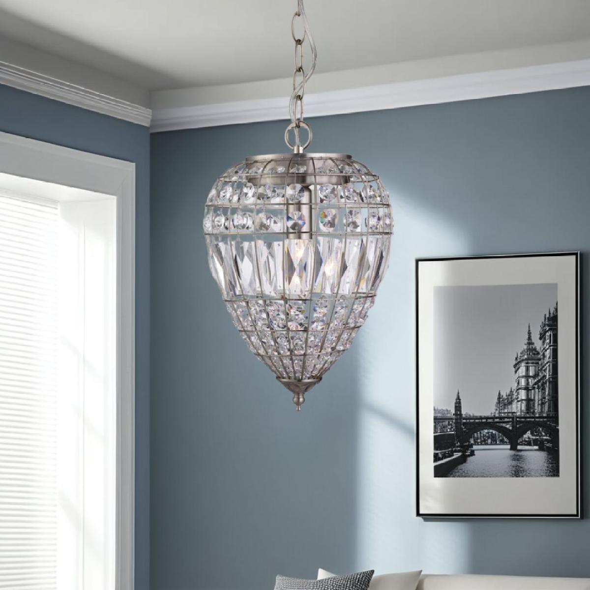 Pineapple Silver Pendant Ceiling Light with Crystal Detailing – image 1