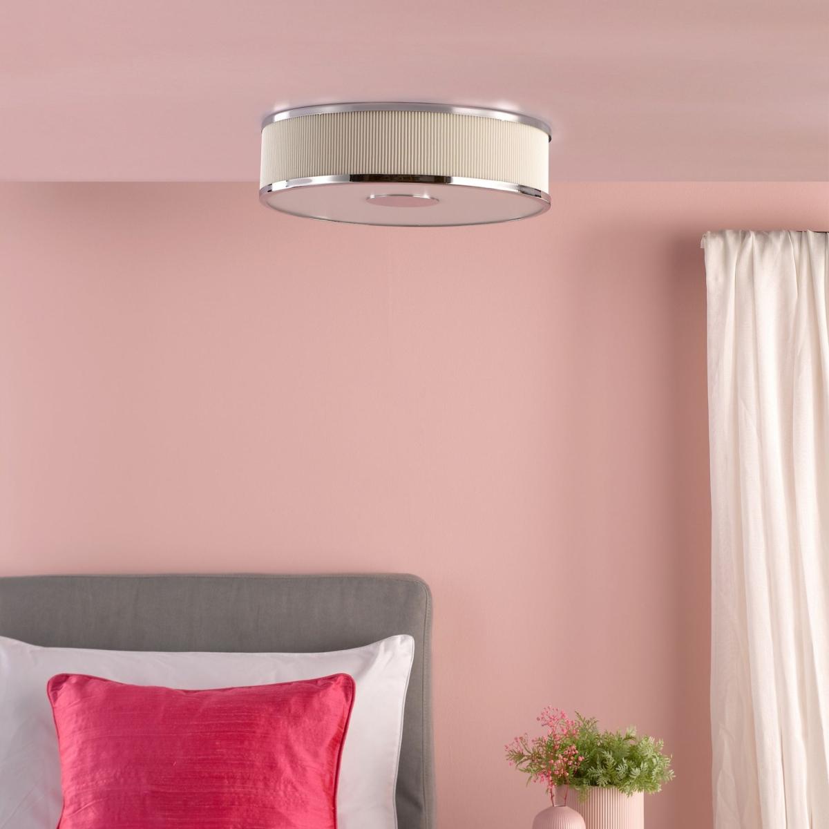 Alvaro 3 Light Polished Chrome & Ivory Flush Ceiling Light – image 2