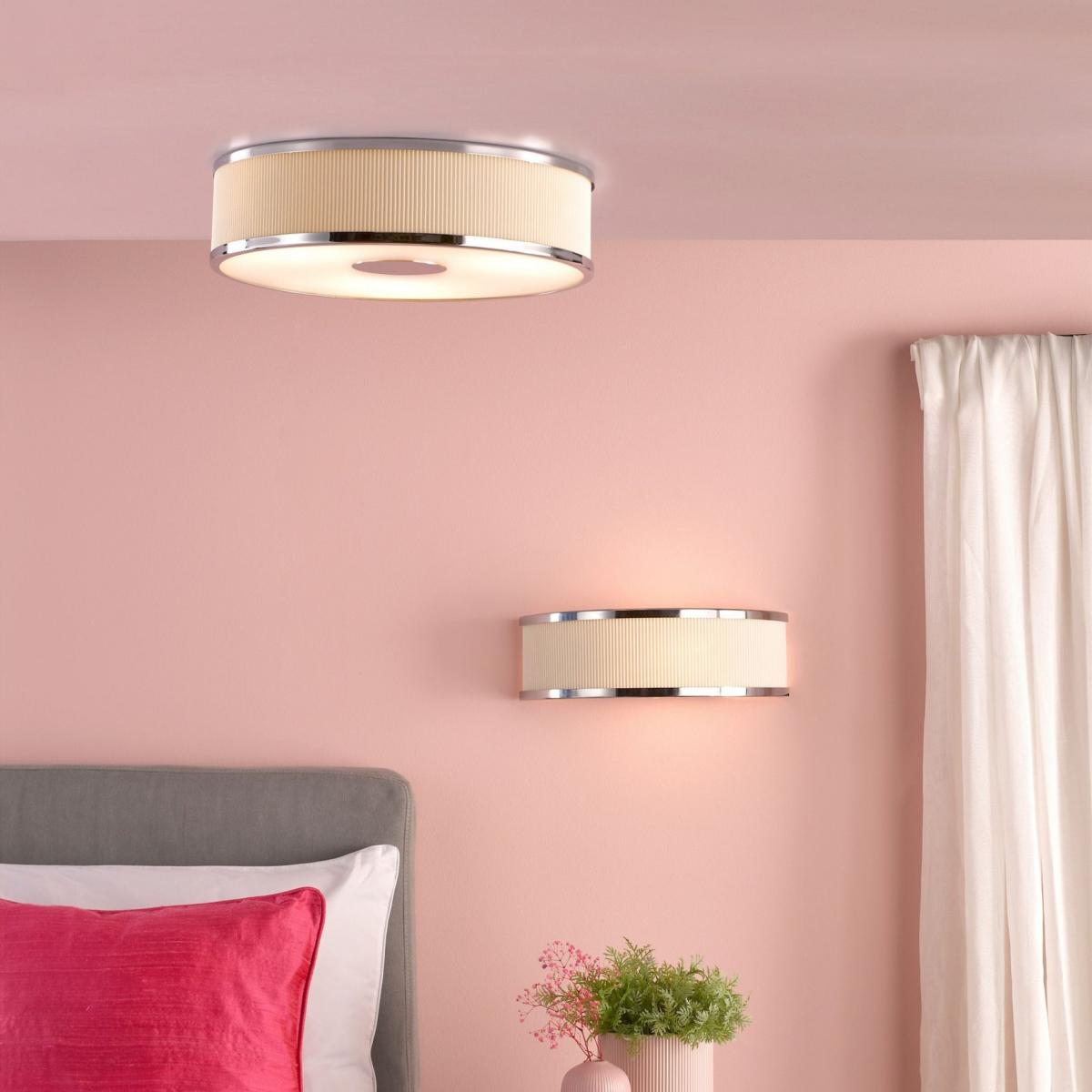 Alvaro 3 Light Polished Chrome & Ivory Flush Ceiling Light – image 6