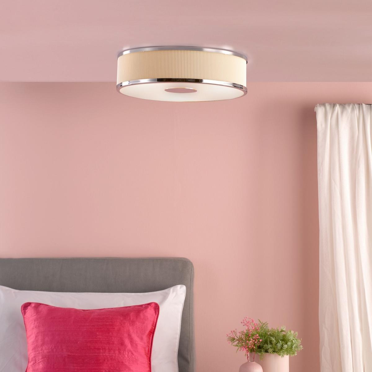 Alvaro 3 Light Polished Chrome & Ivory Flush Ceiling Light – image 1