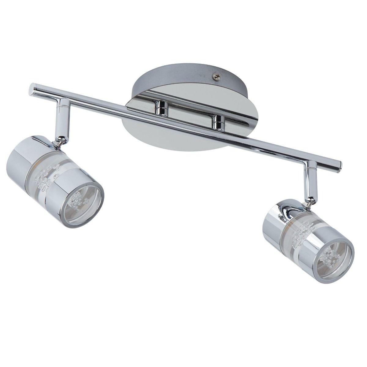 Bubbles 2 Light Chrome & Glass IP44 LED Ceiling Spotlight – image 2