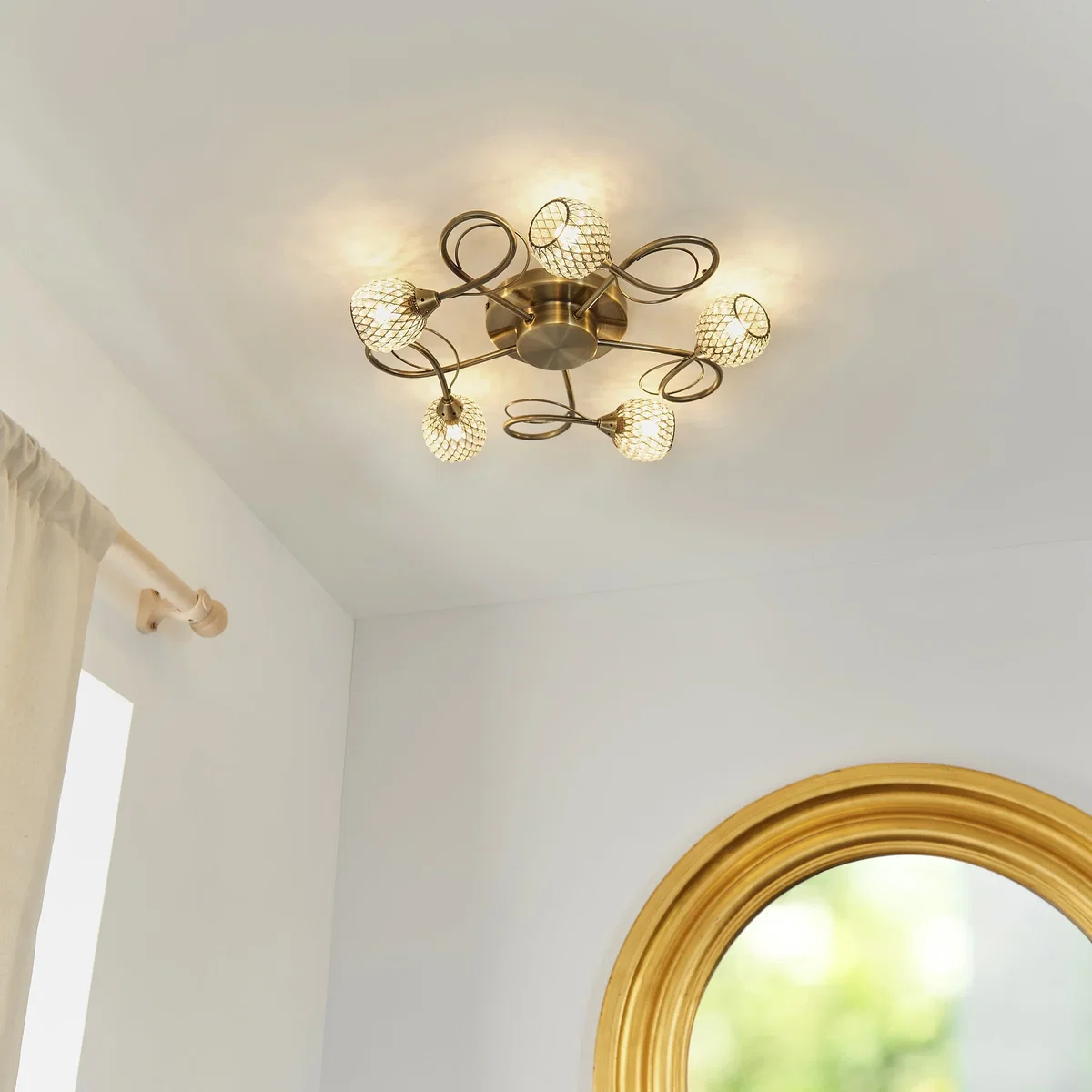 Aherne 5 Light Semi Flush Antique Brass – image 2