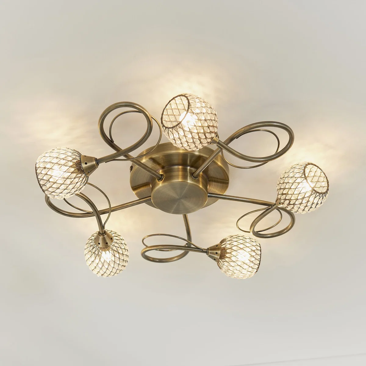 Aherne 5 Light Semi Flush Antique Brass – image 1