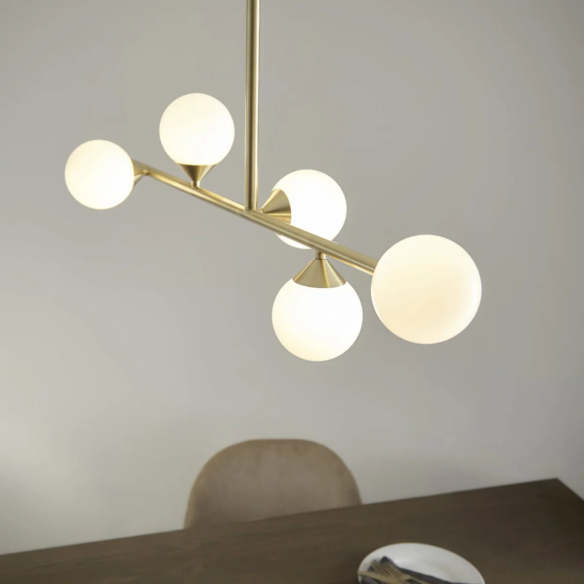 5 Light Linear Pendant Satin Brass – image 3