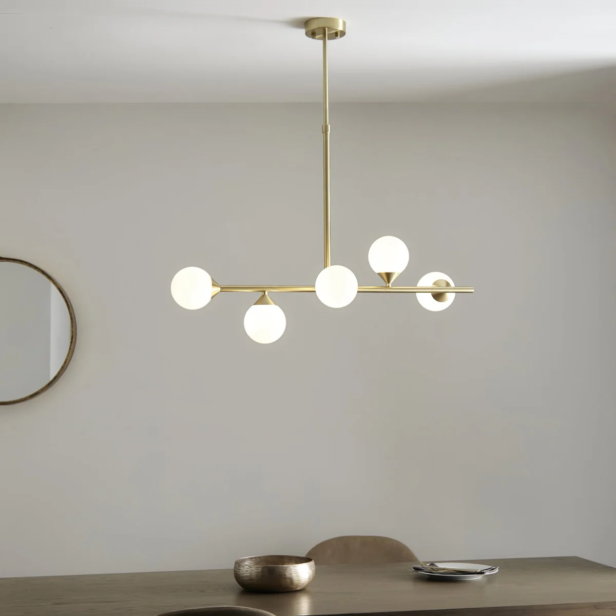 5 Light Linear Pendant Satin Brass – image 5