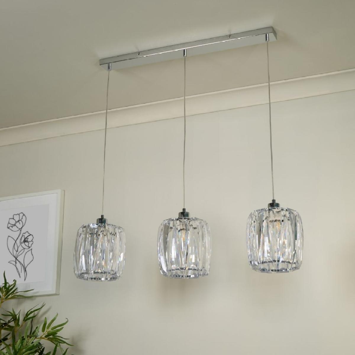 Kiara 3 Light Silver Ceiling Pendant Bar – image 2